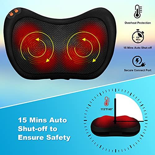 AKMONA Shiatsu Massage Pillow Back and Neck Massager with Heat Deep Tissue Massager for Pain Relief Gift for Women Men Mom Dad Kneading Massager for Neck Back Shoulder Foot Calf Leg Hand at Home Office Car