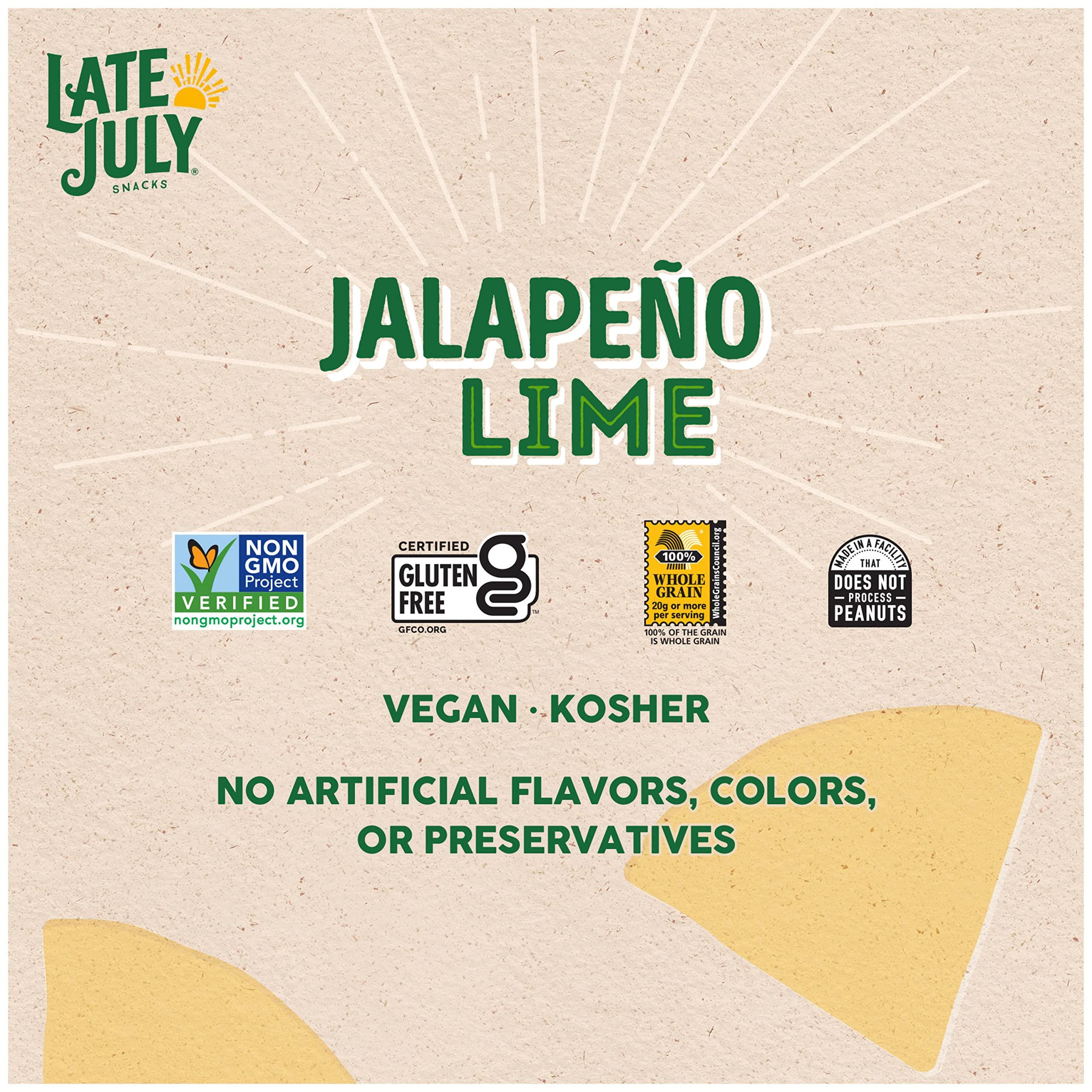 Late July Late July Snacks, Jalapeño Lime Tortilla Chips, 7.8-oz. Bag (Pack of 12)