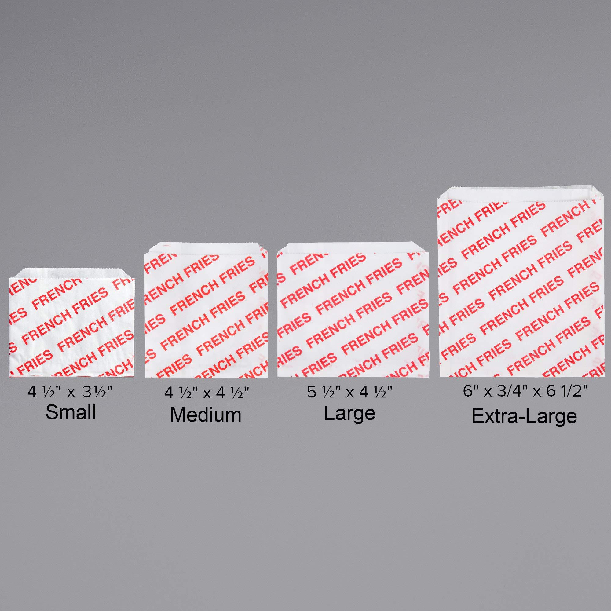 A1 Bakery Supplies Large Printed French Fry Bags 100 Pack 5 1/2\" x 4 1/2\" Size Bags by A1 Bakery Supplies