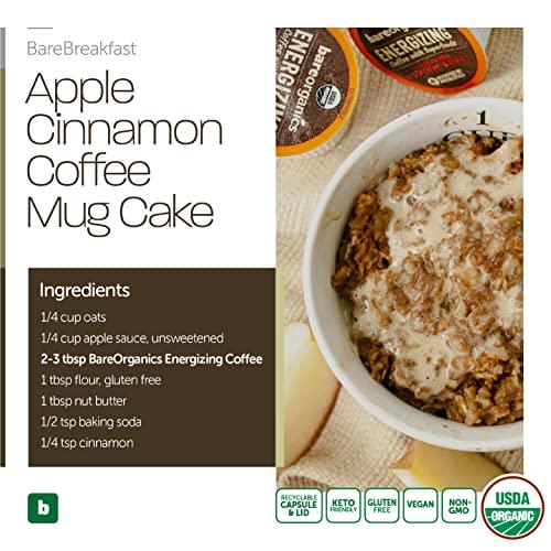 BareOrganics BareOrganics 13214 ENERGIZING USDA Organic Coffee Infused with Superfoods & Probiotics, Organic Coffee Pods, Keurig K-Cup Compatible Organic Coffee Pods, Vegan, Gluten Free, 10 Single (Pack of 2)