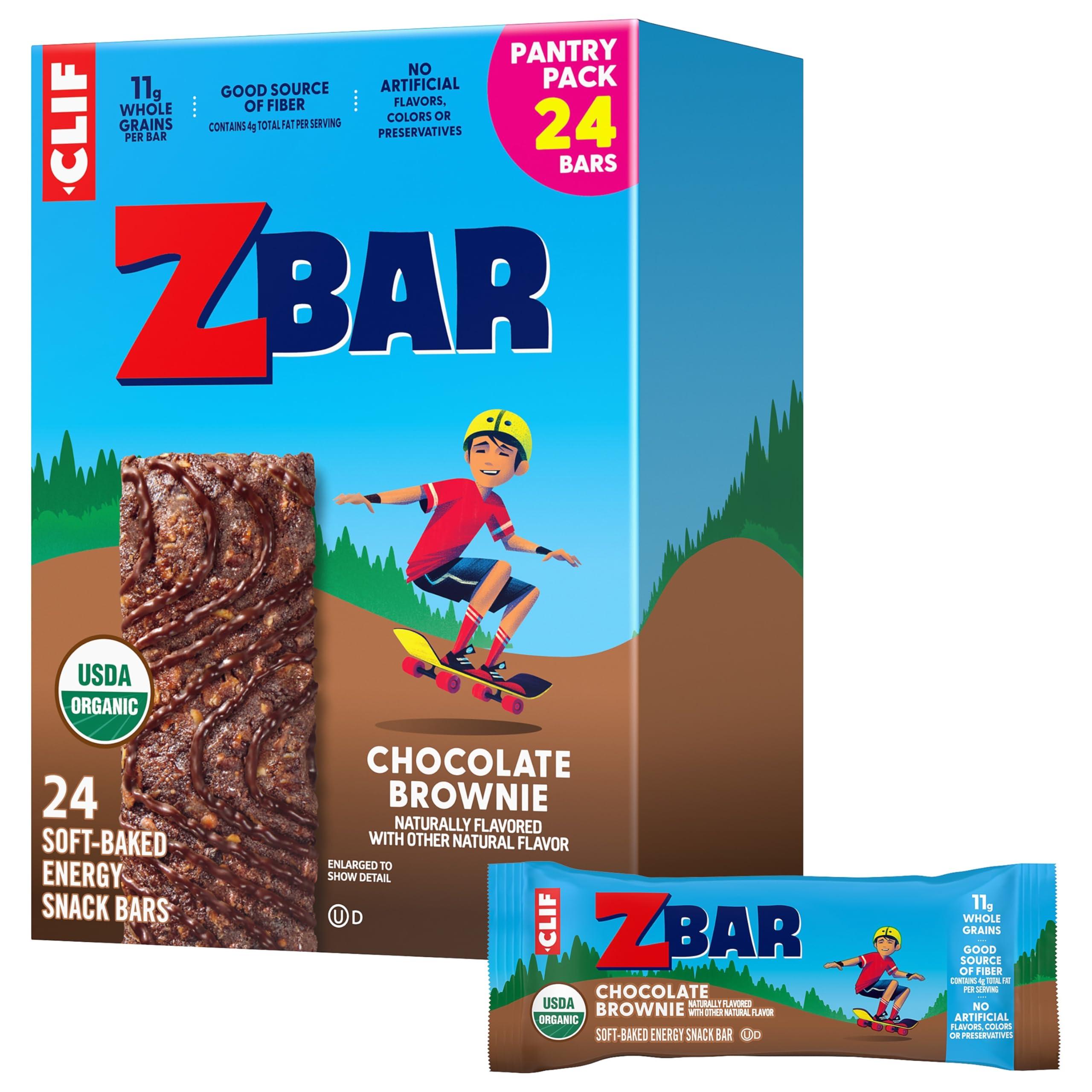 Clif Kid Zbar Zbar - Chocolate Brownie - Soft Baked Snack Bars - Non-GMO - 10g Whole Grains - USDA Organic Granola Bars (24 Pack)