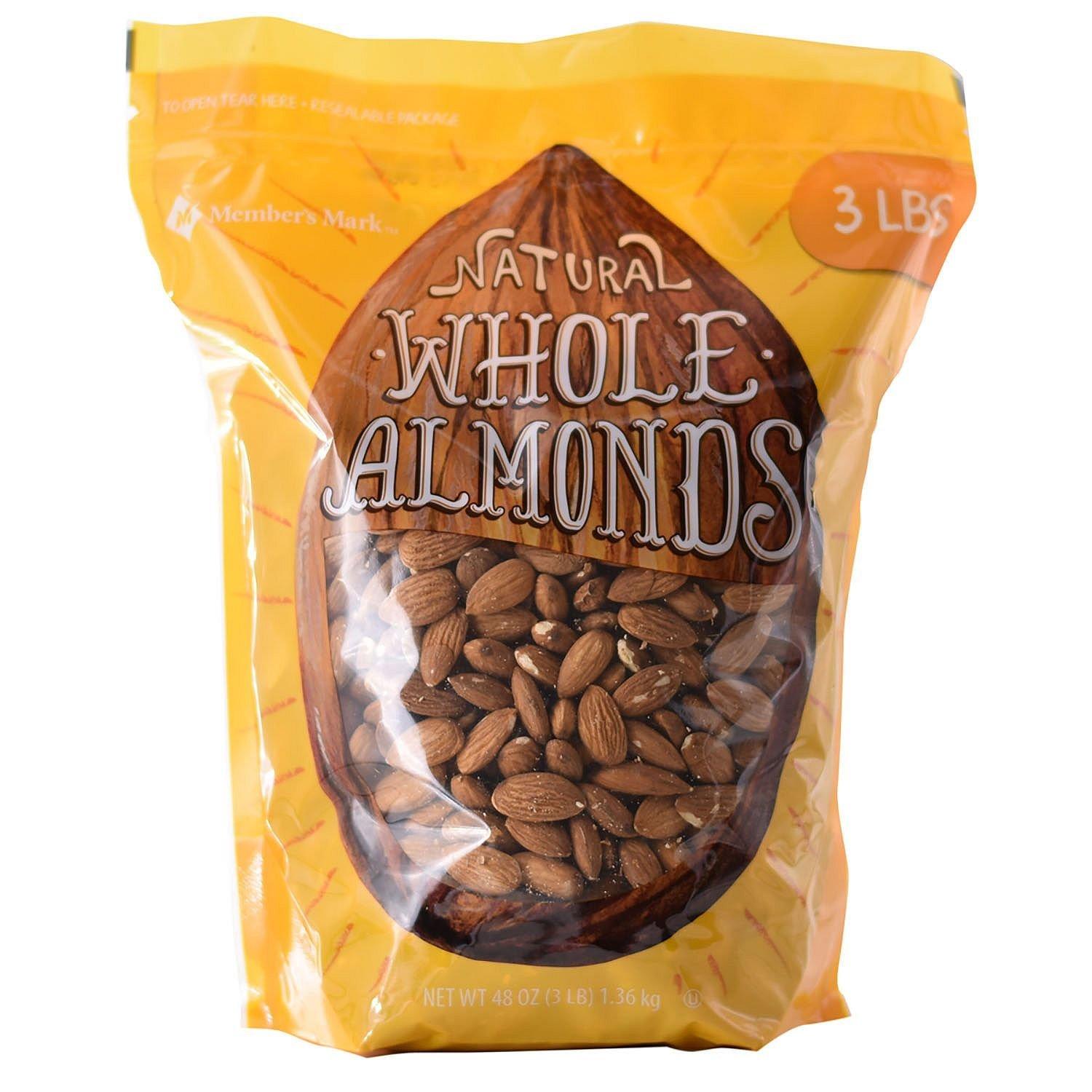 Green Hills Berkley and Jensen 2 Set - Member Mark Natural Whole Almonds, 3 Pound