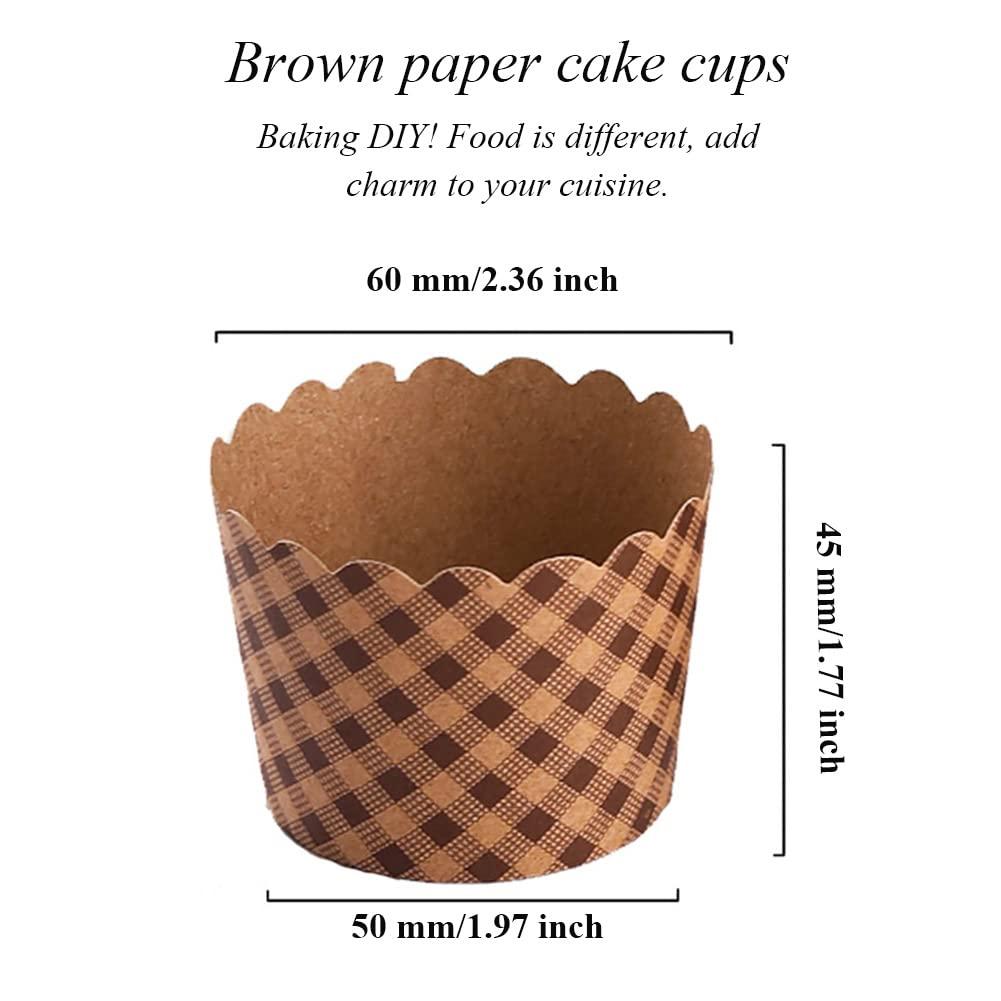 AKOAK AKOAK 50 Pcs Baking Muffin Paper Baking Bups, Brown Kraft Paper Cupcakes, Greaseproof Paper Baking Cups, Suitable for Birthday Parties, Weddings, Graduation Parties, Cupcake Packaging (Square)