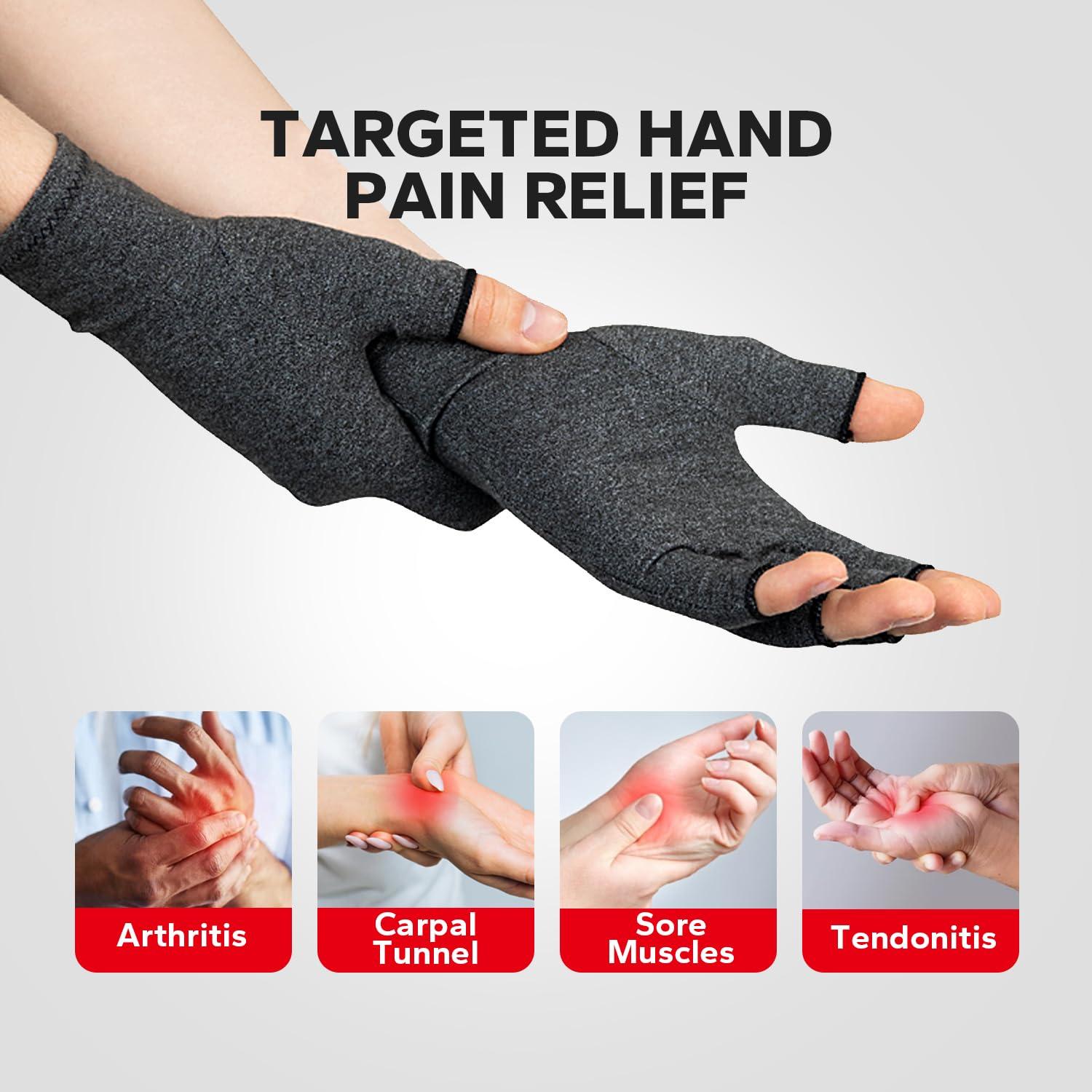 BraceBull Fingerless Compression Gloves (1 Pair), Cotton Arthritis Gloves Women Men, Arthritis Pain Relief Gloves, Hand Compression Gloves Arthritis for Carpal Tunnel, Rheumatoid, Tendonitis (S, Grey)
