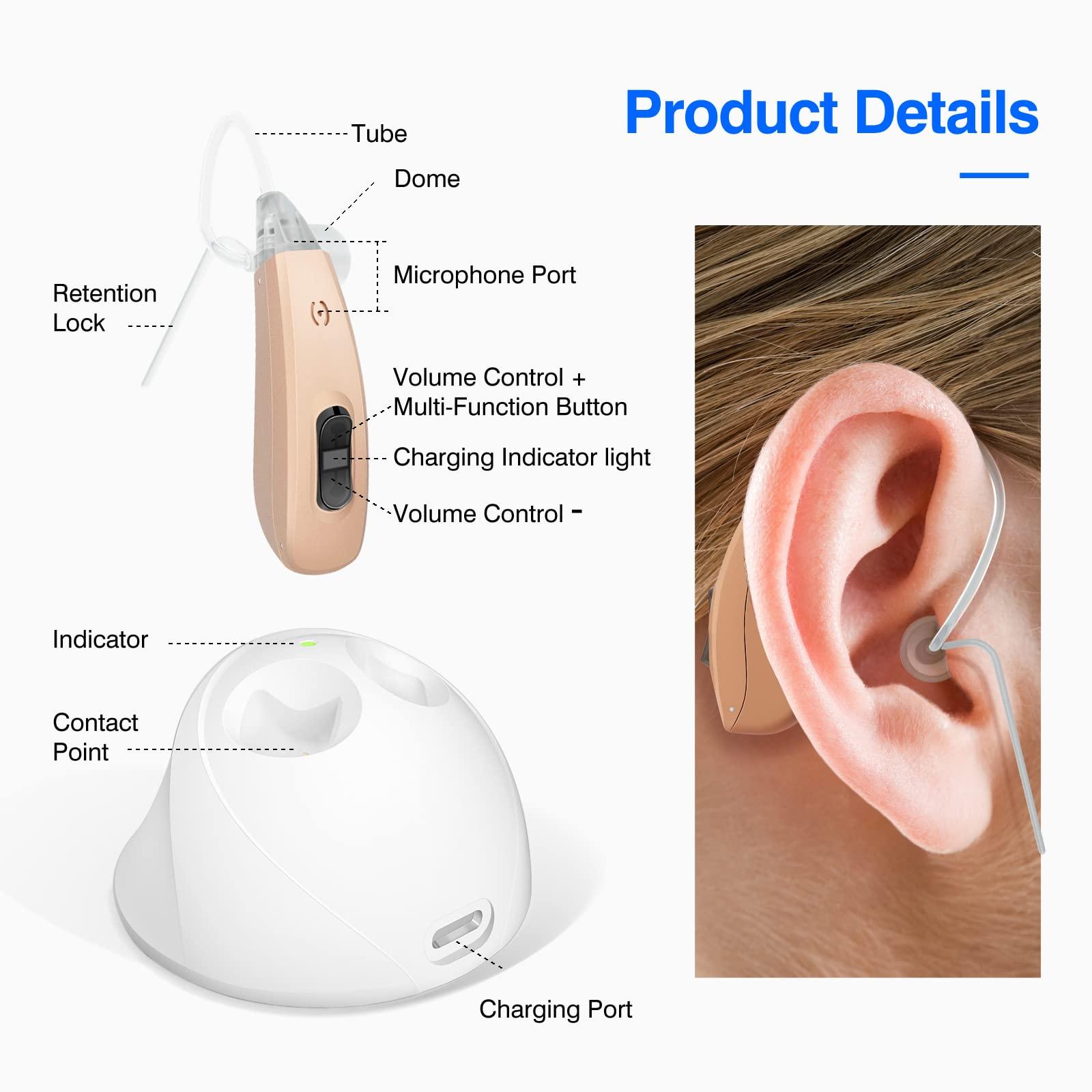 ONEBRIDGE Rechargable OTC Hearing Aids for Seniors with Advanced Noise Cancellation for Hearing Loss Ear Aid Assistant Digital Sound Amplification Devices
