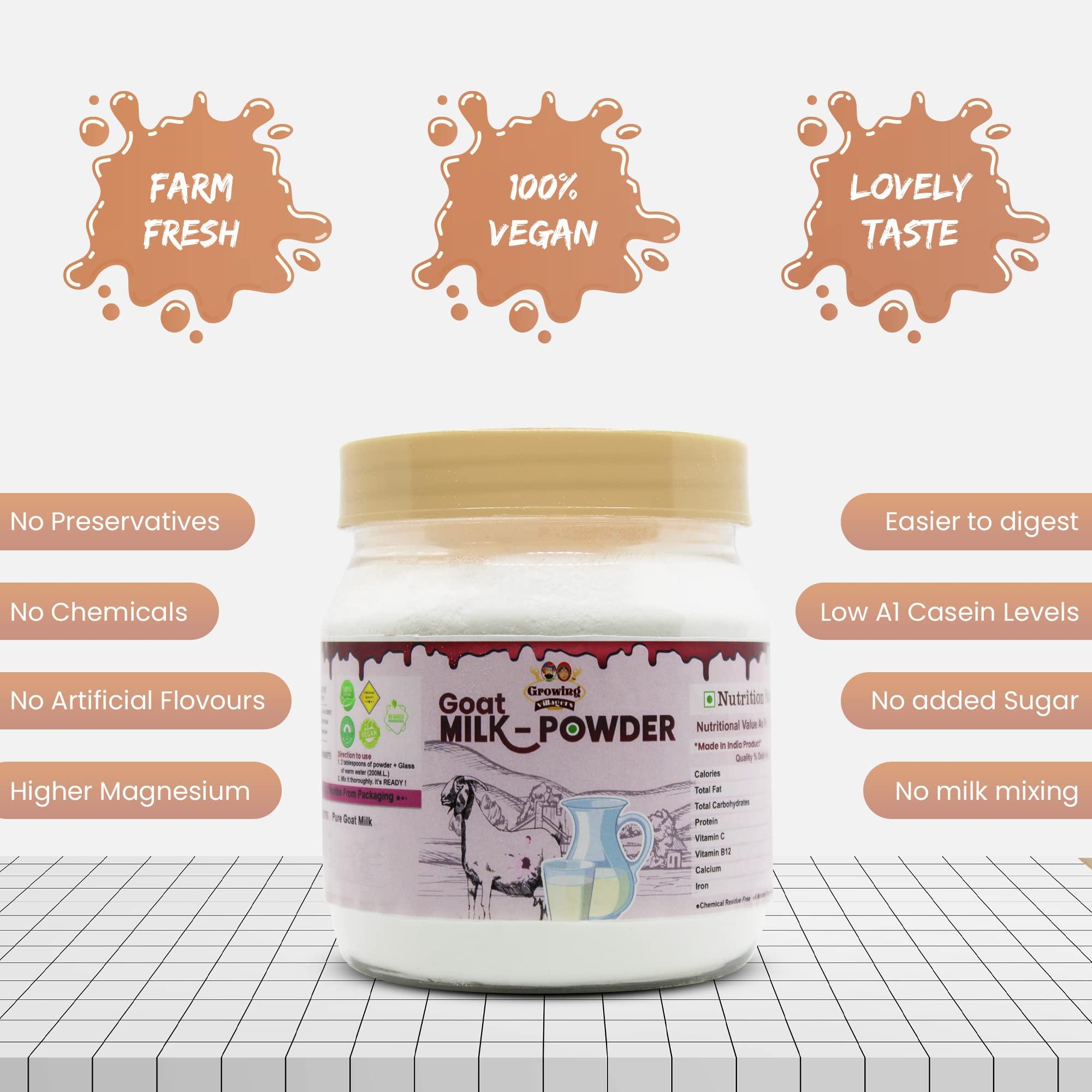 Growing Villagers Growing Villagers Natural Goat Milk Powder | Freeze Dried Organic Grass Fed Goat Milk Powder | Substitute For Liquid Milk | 2 Jars Of 150 Grams Each