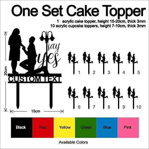 jjphonecase TC0074 Say Yes Propose Party Wedding Birthday Acrylic Cake Topper Cupcake Toppers Decor Set 11 pcs with Personalized Your Name