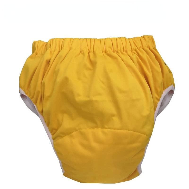 Generic Leak-Proof Adult and Elderly Cloth Diapers - Washable Incontinence Underwear for Men and Women, Big Children and Adolescents (Yellow,M)