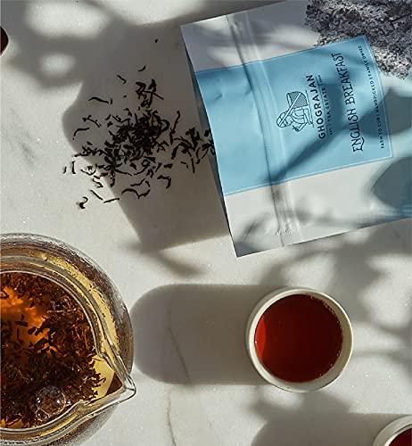 Ghograjan Tea Estate English Breakfast Loose Leaf Black Tea (200+ Servings) - Fresh Harvest - Strong Full Bodied Whole Leaf Assam Black Tea - Farm2Cup from 5th Generation Tea Farm - Bulk Pack - 1 Pound Sealable Pouch
