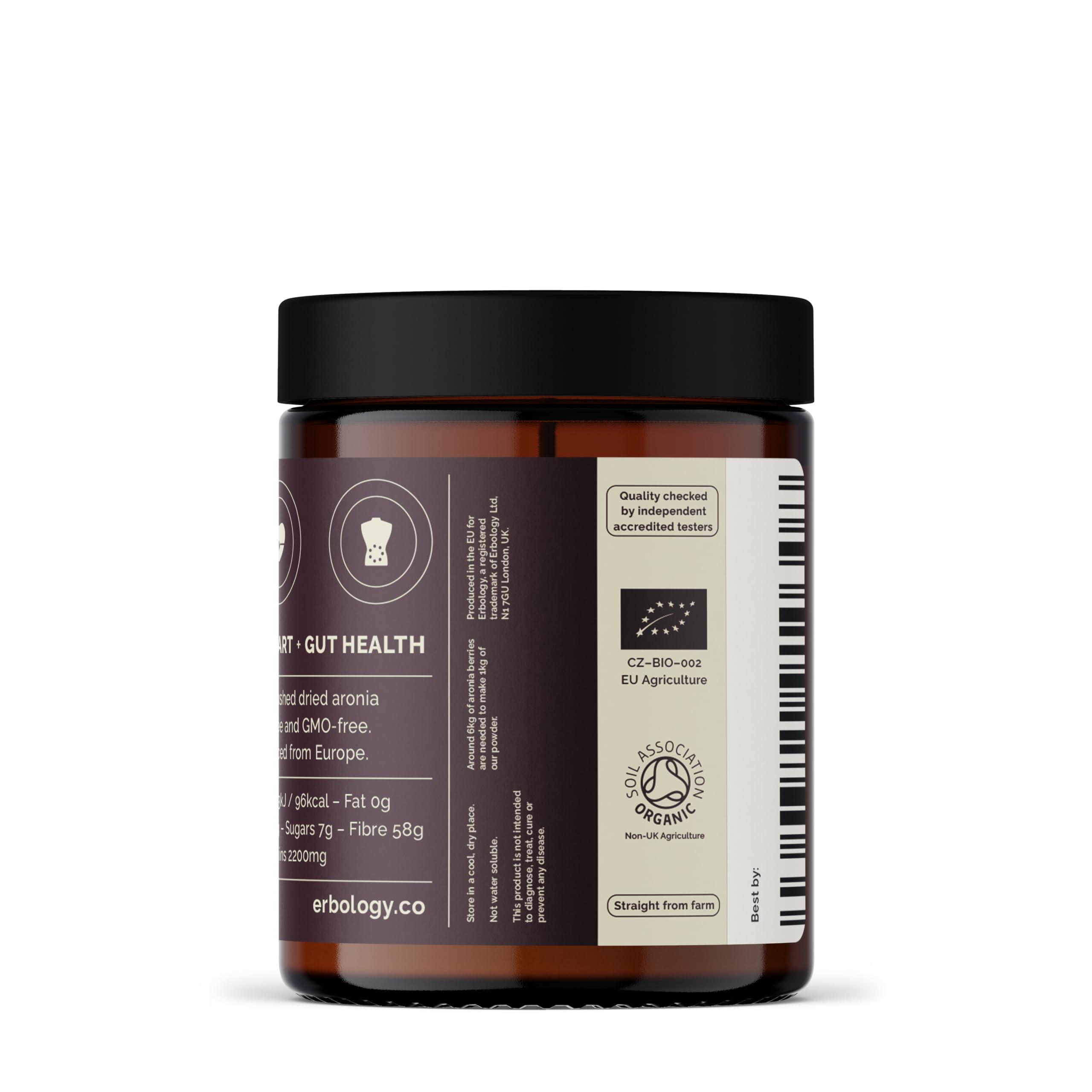 Erbology Erbology Organic Aronia Berry Powder 3.2 oz - 30 Servings - Supports Skin Health - Rich in Anthocyanins - Sustainably Sourced Straight from Farm - Small Batch - Vegan - GMO-free
