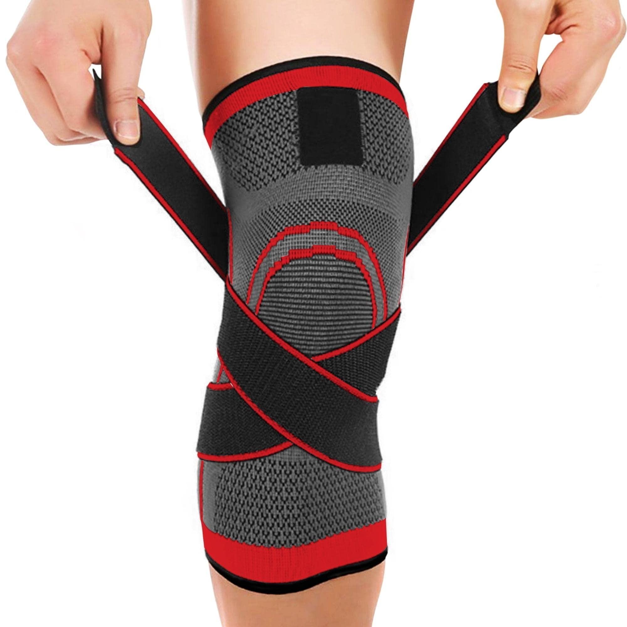 DCF DCF Knee Braces, Knee Sleeve for Men and Women - knee compression sleeve, knee Pain Relief, fitness knee Support for Sports Arthritis Working Out Running Basketball, Weightlifting, Gym (Small, Red)