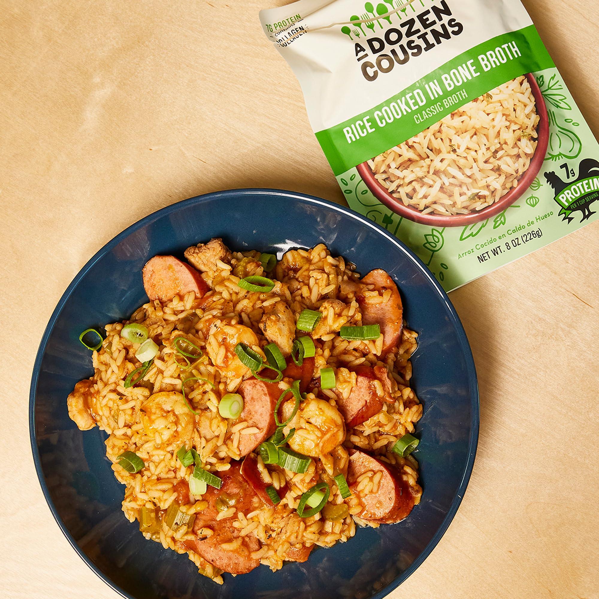 A Dozen Cousins A Dozen Cousins Rice Cooked in Bone Broth Microwaveable Rice Packets | 7g Protein | Contains Collagen (Classic Chicken Broth, 6 Pack)