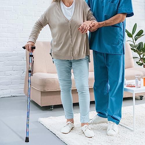 supregear supregear Folding Cane, 5-Level Adjustable Height Walking Stick Lightweight Portable Cane Travel Cane with Wrist Strap and T Handle for Elderly Disabled Men Women