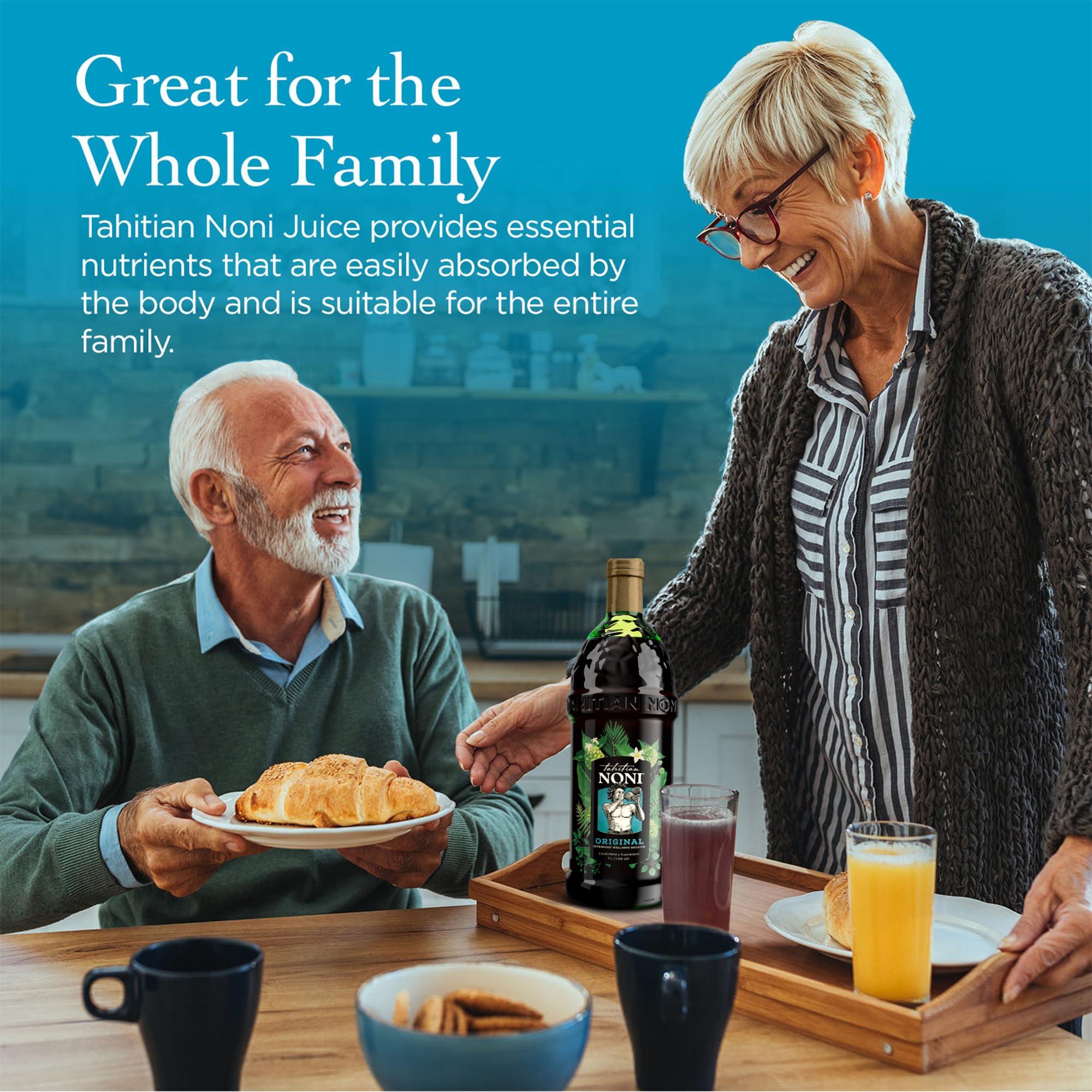 Tahitian Noni Tahitian Noni Juice by Morinda - Original and Authentic Noni Fruit Puree with Natural Blueberry & Grape (Resveratrol) - Invigorating Daily Superfood Drink for Enhanced Vitality - 4x1L Bottles/Case