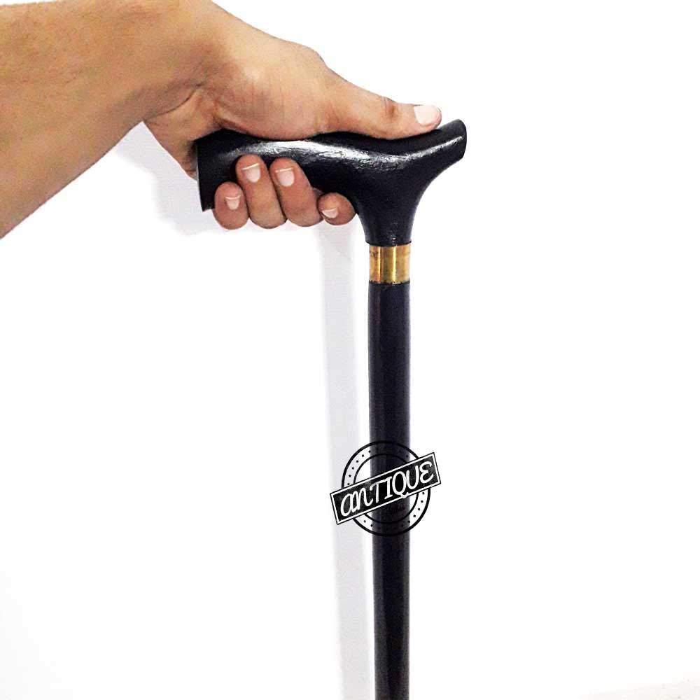 AV Wooden Canes/Sticks Black Wood Simple Cane Rod Walking Supporter - 3ft