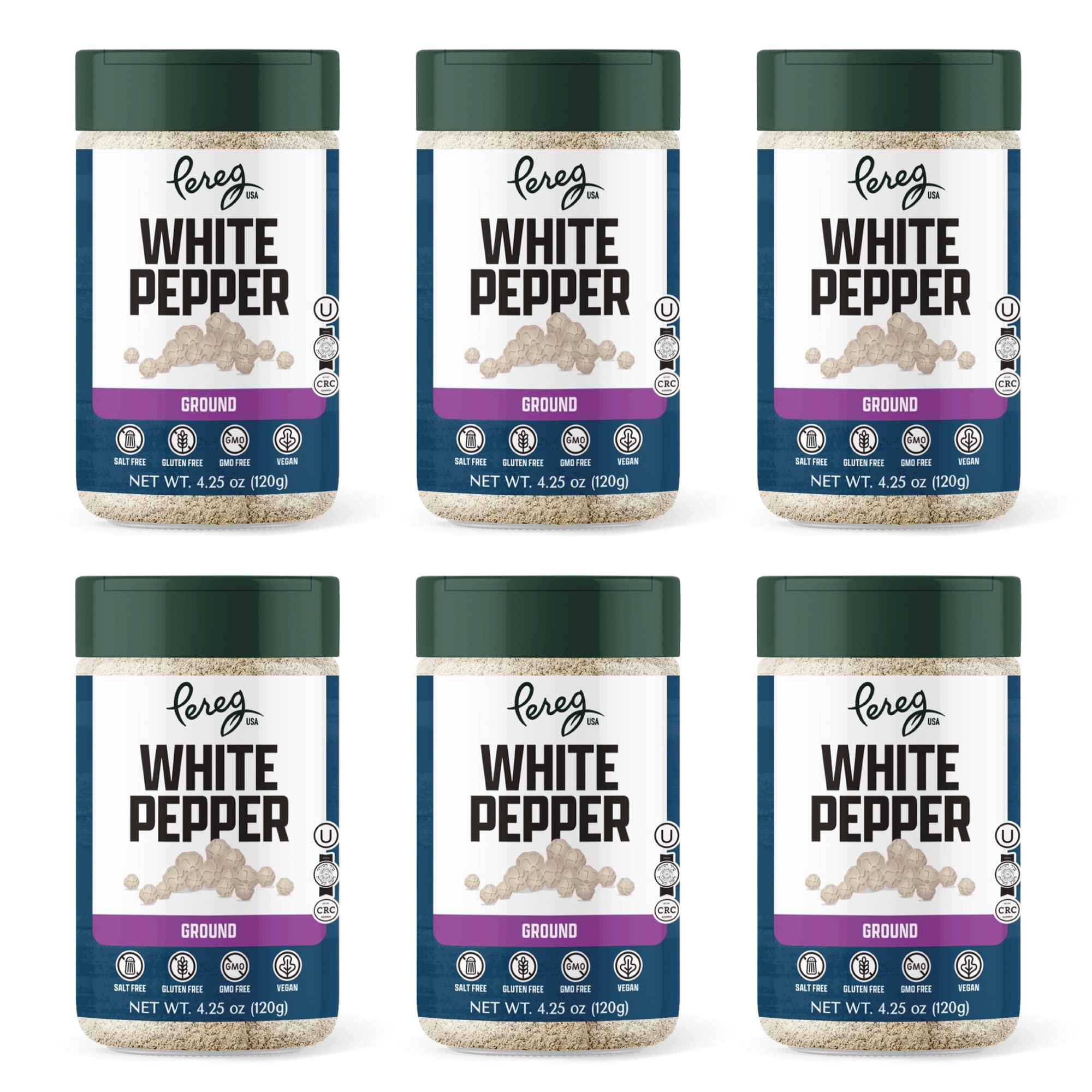 Pereg White Peppercorn - White Pepper Powder Spice - (4.25 oz x 6 Pack) - Naturally Harvested Peppers - Strong & Aromatic Taste - Non-GMO & Kosher Certified