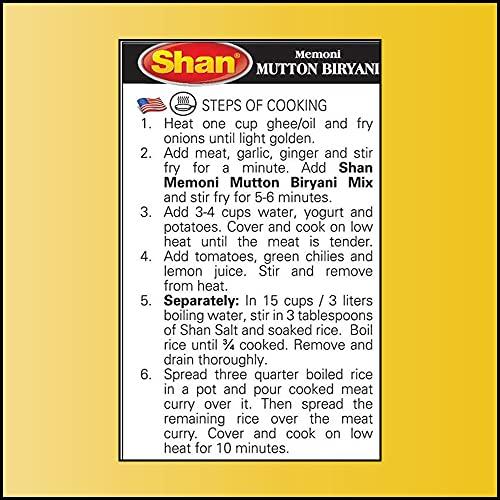 Shan Shan Memoni Mutton Biryani Recipe and Seasoning Mix 2.11 oz (60g) - Spice Powder for Gujrati Style Pilaf - Suitable for Vegetarians - Airtight Bag in a Box