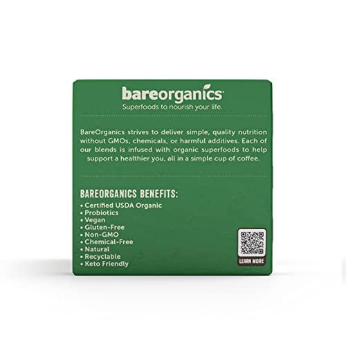 BareOrganics BareOrganics 13214 ENERGIZING USDA Organic Coffee Infused with Superfoods & Probiotics, Organic Coffee Pods, Keurig K-Cup Compatible Organic Coffee Pods, Vegan, Gluten Free, 10 Single (Pack of 2)