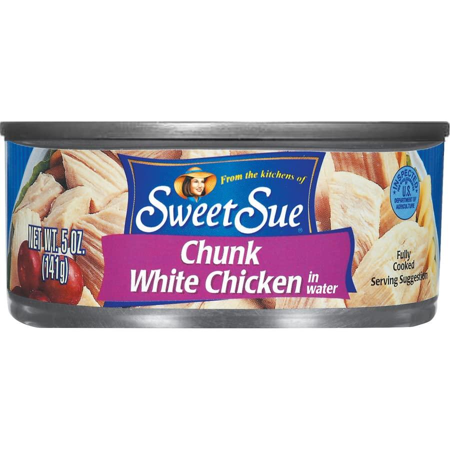 Bumble Bee Sweet Sue Chunk White Chicken in Water, 5 oz Can (Pack of 24) - 11g Protein per Serving - Gluten Free, Keto Friendly - Great for Snack, Lunch or Dinner Recipes