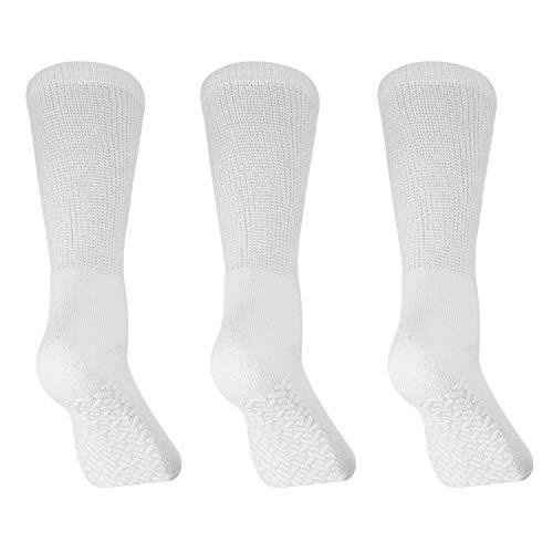 Personal Touch Personal Touch Unisex Men's or Ladies Diabetic Comfortable Hospital Slipper Socks, 9 Pairs (10-13, White)