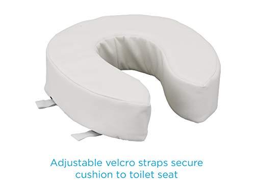 NOVA Medical Products NOVA Medical Products Toilet Seat Cushion and Riser, 4” Padded Toilet Seat Attachment Cover, For Standard and Elongated Toilet Seats, Vanilla