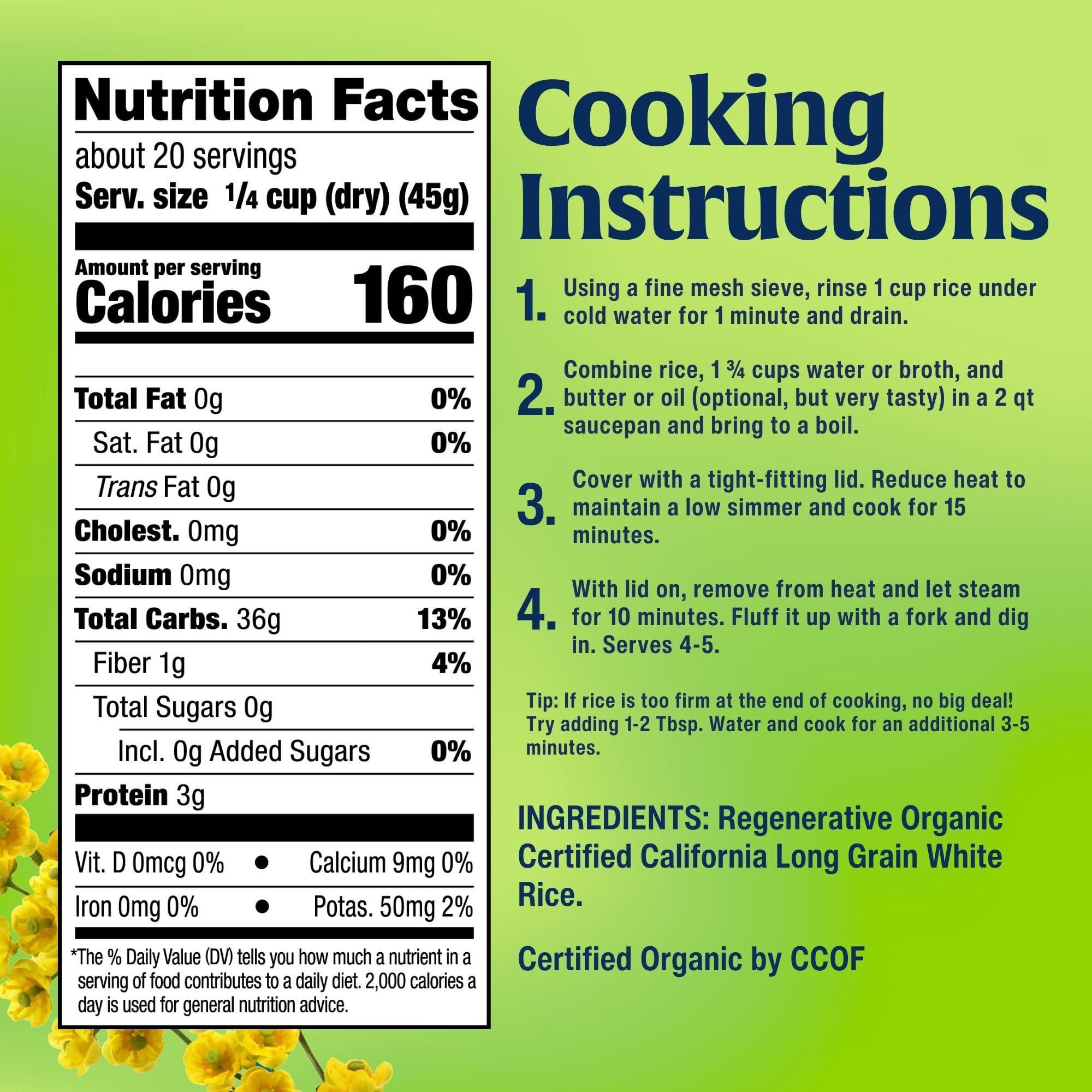 Lundberg Lundberg White Rice, Regenerative Organic Certified, 6-Pack Non-Sticky, Aromatic Long Grain Rice, Responsibly Grown in California, 32 Oz Ea