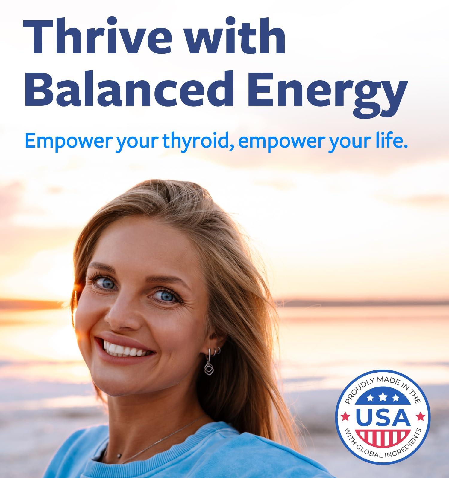 Healths Harmony Thyroid Support with Iodine - 120 Capsules (Non-GMO) Improve Your Energy - Ashwagandha Root, Zinc, Selenium, Vitamin B12 Complex - Thyroid Health Supplement for Women and for Men - 60 Day Supply