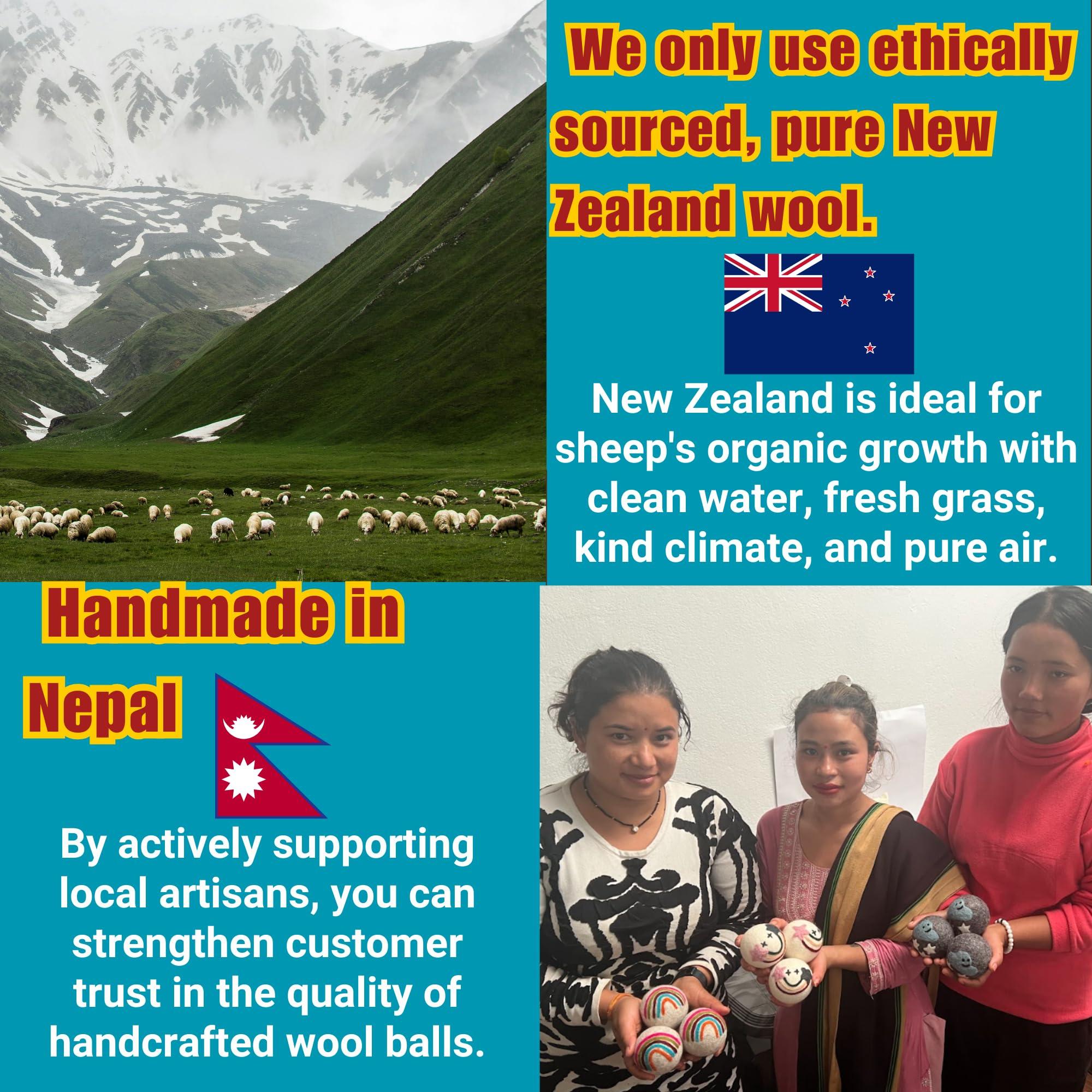 Shop Factory Direct Wool Dryer Balls 100% New Zealand Wool Dryer Balls, Chemical Free Fabric Softener for 1000+ Loads, Hypoallergenic, Cruelty-Free, Reusable, Baby Safe, Handmade Color 6 Pack XL Tie Dye Wool Balls.