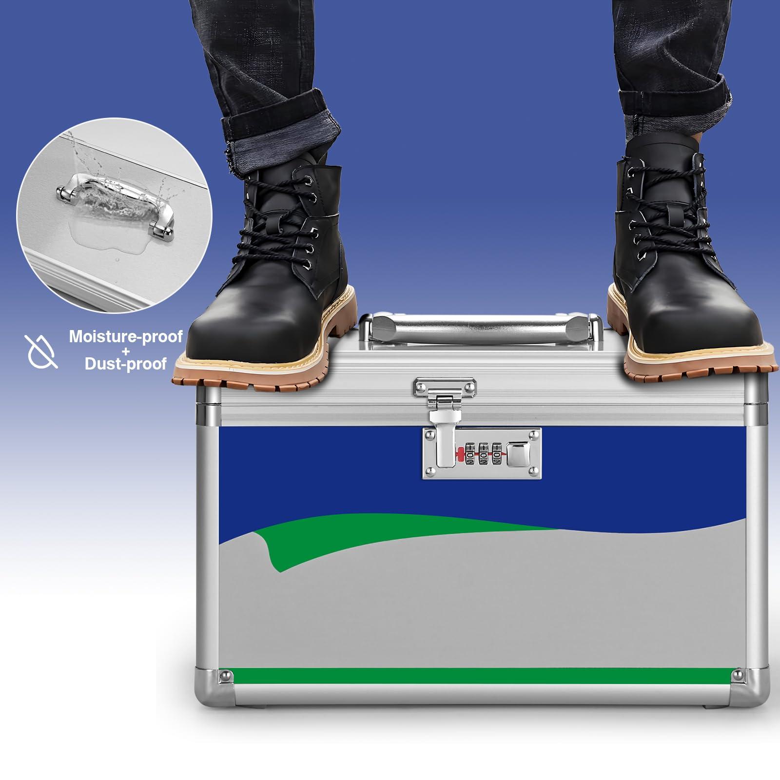 GODLONSEN GODLONSEN Medicine Lock Box With Combination Lock - 13.4 x 7.6 x 8.2 Inches - First Aid Safe Medication Storage Box, Medications and Personal Items, Safe Box for Home and Outdoor - Silver