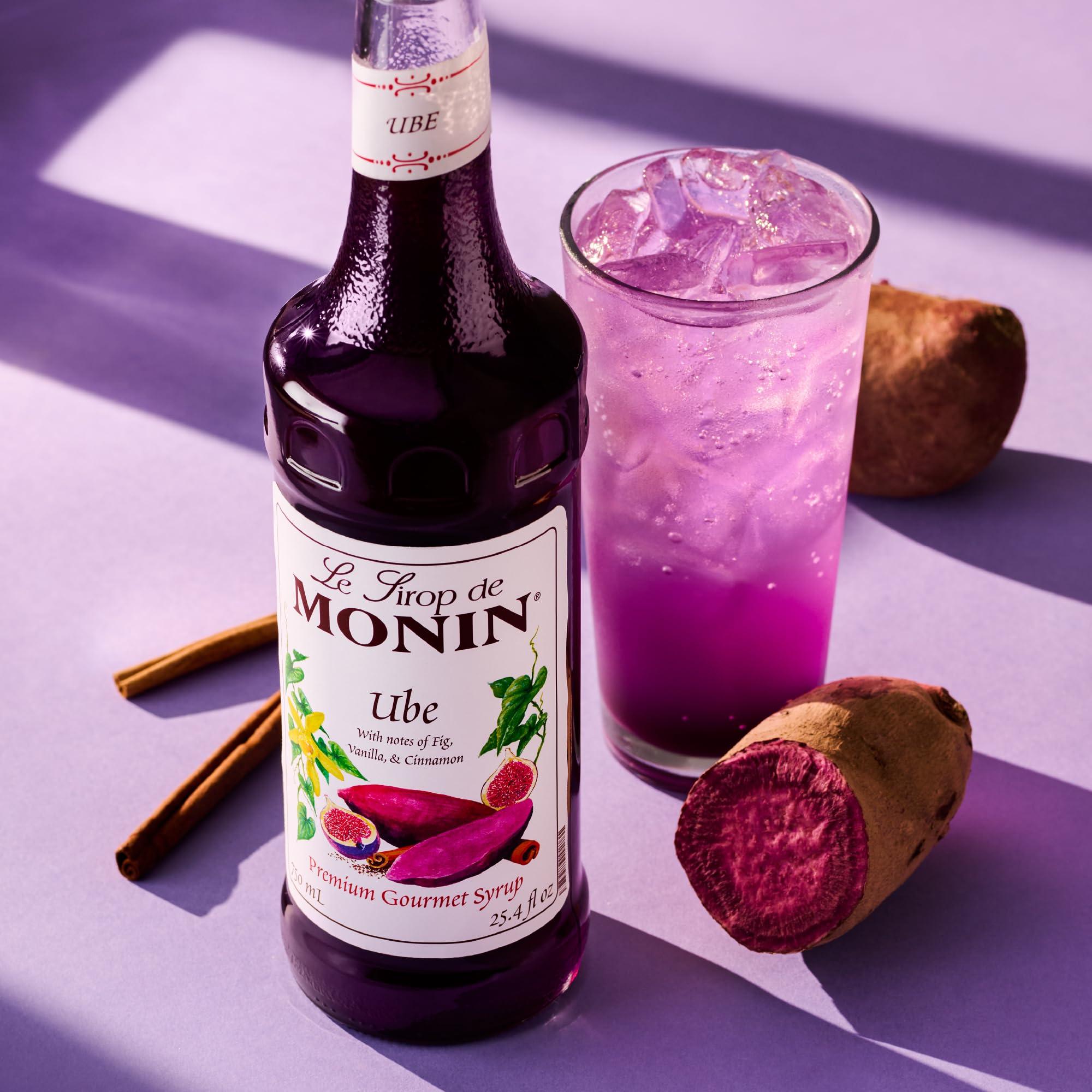 Monin Monin - Ube Blend Syrup, Savory & Sweet, Blended With Notes of Fig, Cinnamon & Vanilla, Great for Lemonades, Boba Tea, & Coffee, Dairy-Free, No Artificial Sweeteners, Gluten-Free (Glass, 750 mL)