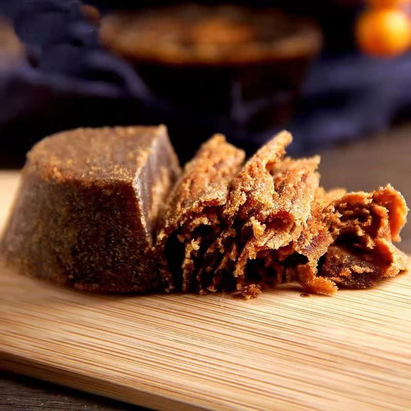 MIHUNTANG Black sugar 8.81oz Cubes Chinese Traditional Yuanbao black sugar- Handmade Pure Raw Sugarcane Dark Black Sugars 250g