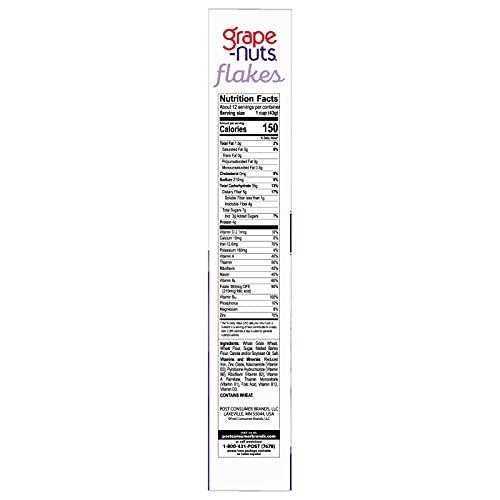 Grape-Nuts Post Grape Nuts Flakes Breakfast Cereal, Crispy Whole Wheat and Barley Cereal, Great for Yogurts, Parfaits, and Homemade Snacks, 18 OZ Box