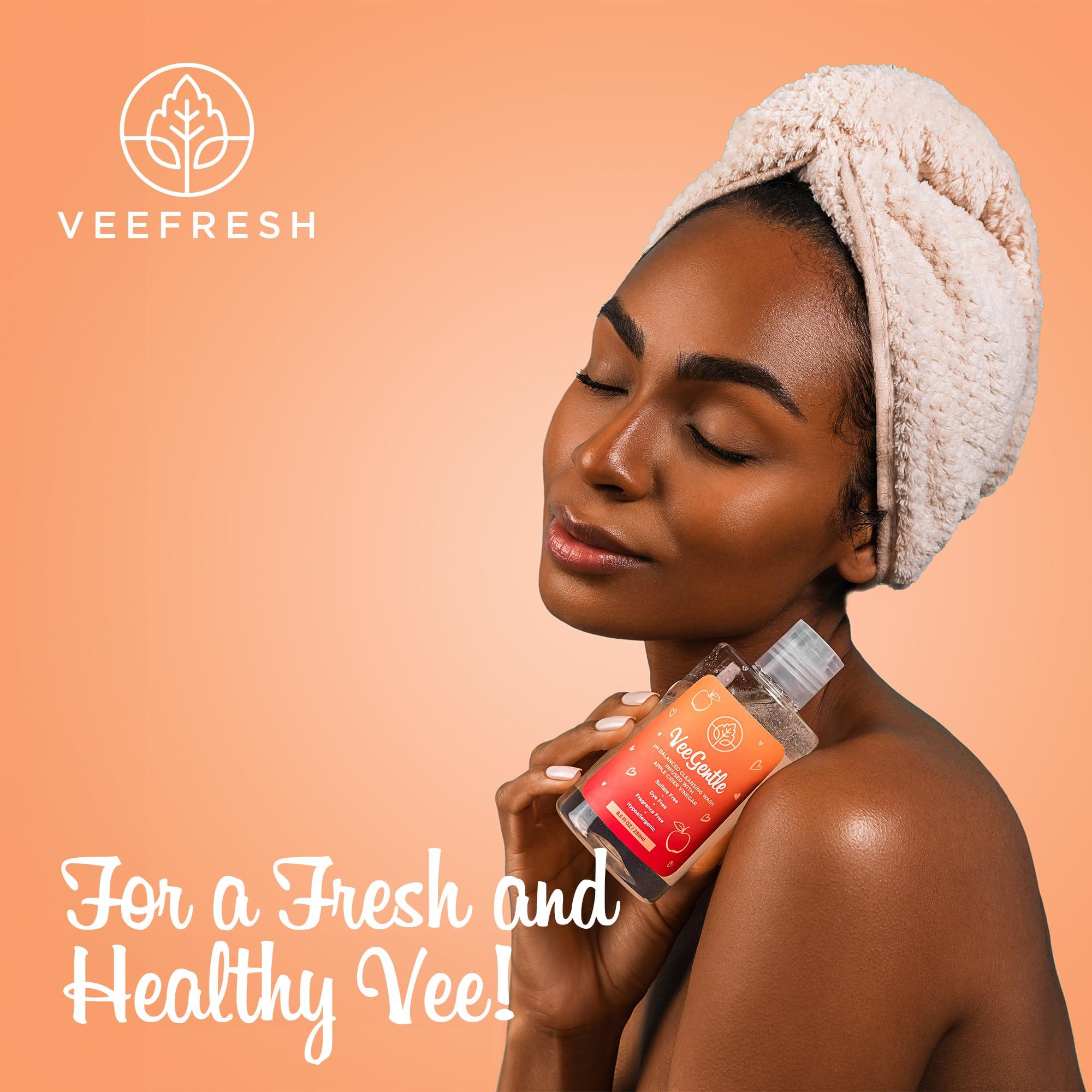 VeeFresh VeeFresh VeeDaily - VeeGentle Intimate Wash & VeeWipes ACV Sensitive Vee Bundle - Apple Cider Vinegar Infused Female Wipes for Women & Natural Feminine Wash for Sensitive Vees!