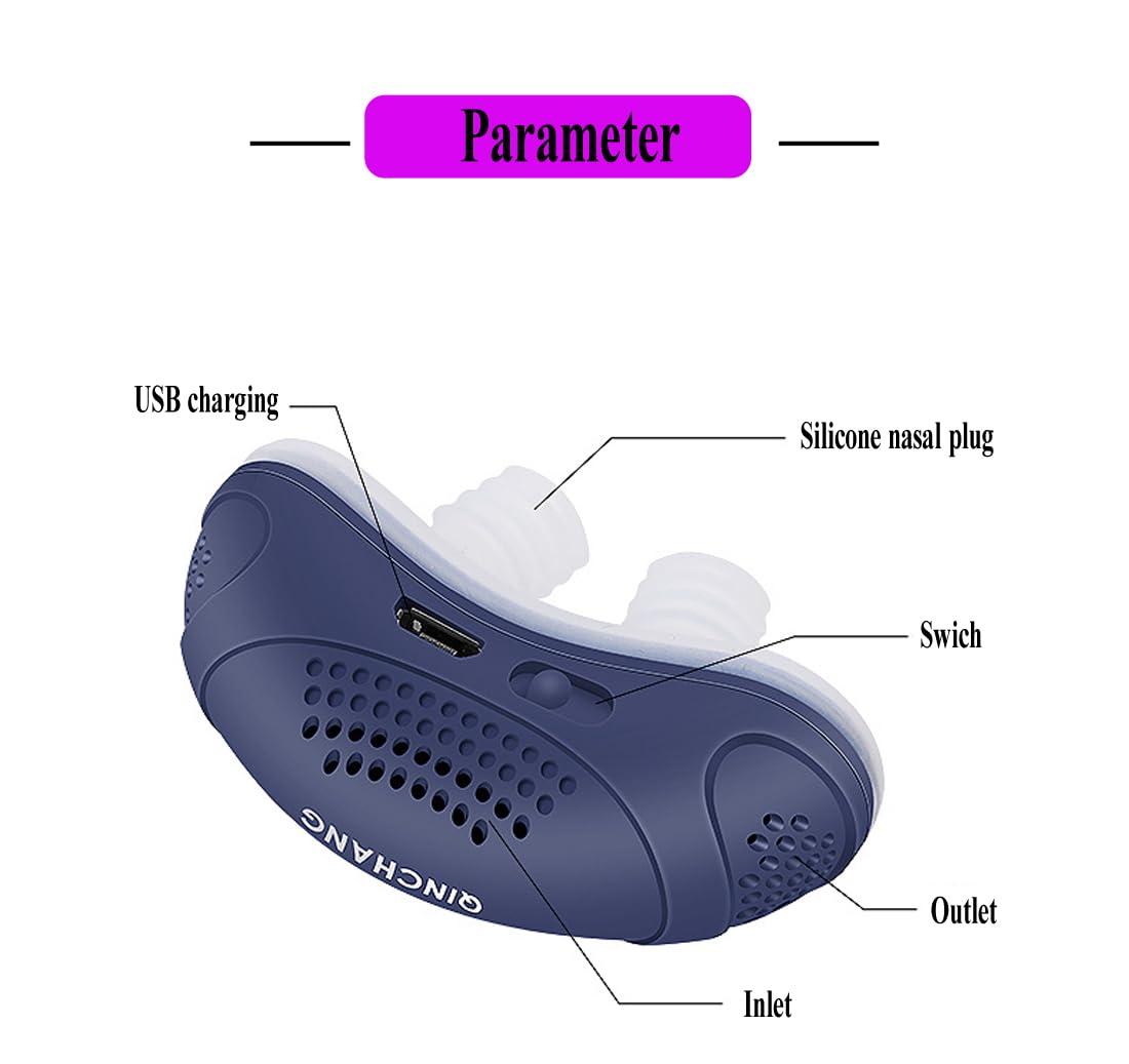 NineLife Basics Micro Device for Sleep Apnea,Electric Snore Stopper, Anti Snoring Devices,Snoring Solution Suit for Adults,Built-in Twin turbofans (Blue)