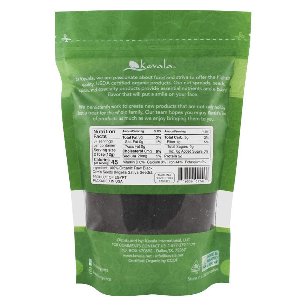 kevala Kevala Organic Raw Black Cumin Seeds (Nigella Sativa) - Gluten Free Seasoning, Kalonji, Vegan, USDA Certified, Kosher, Non GMO, 1 lb, 16 oz