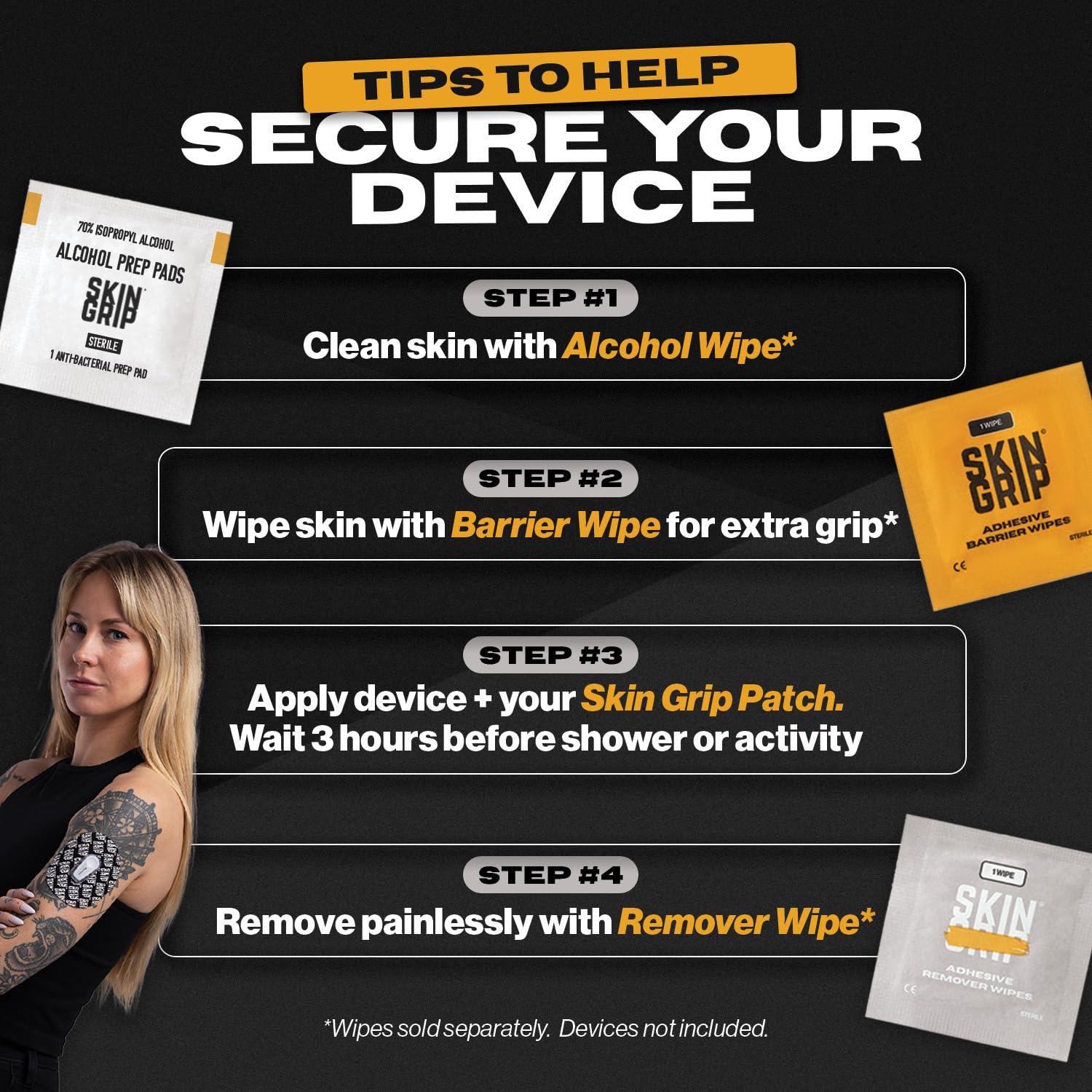 Skin Grip Skin Grip Adhesive Patches for Freestyle Libre 2 CGM  Waterproof & Sweatproof Adhesive for 10-14 Days, Pre-Cut Adhesive Medical Tape, Sensor Cover  20 Pack, Chocolate