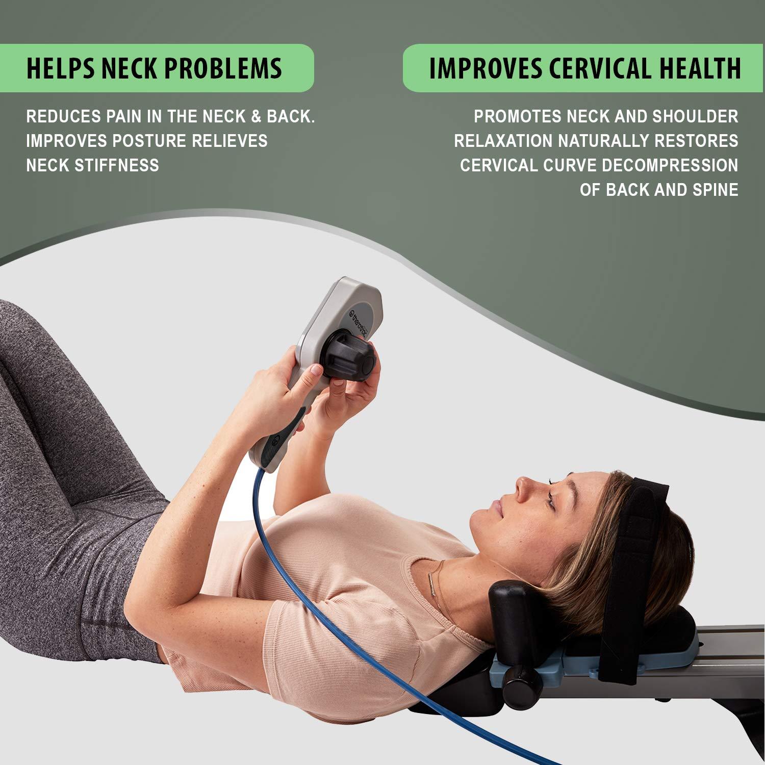 M PAIN MANAGEMENT TECHNOLOGIES Neck Traction with Ratchet Tight Technology by Theratrac Glide - Cervical Traction - Stretch and Relieve Pain, Cervicalgia, Degeneration of disc, Spondylosis and Spine Alignment