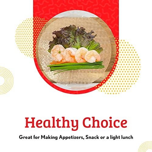 Cathay Cathay Fresh Spring Roll Rice Paper Wrappers, Rice Paper Wrappers for Fresh Rolls-20 Sheets, Non-GMO, Gluten-Free, Low Carb, Vietnamese Summer Wrap with Natural Ingredients, Veggie Wrap (Round, 28cm)