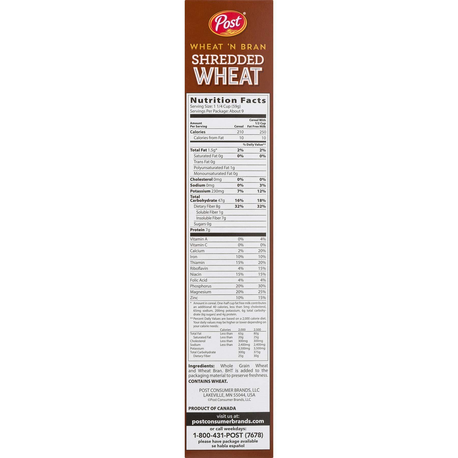 Shredded Wheat Post Shredded Wheat \' Bran, Spoon Size, 18-Ounce Boxes - Pack of 6