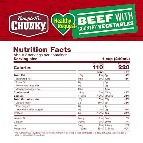 Campbell's Campbells Chunky Healthy Request Soup, Beef Soup with Country Vegetables, 18.8 Oz Can (Case of 12)