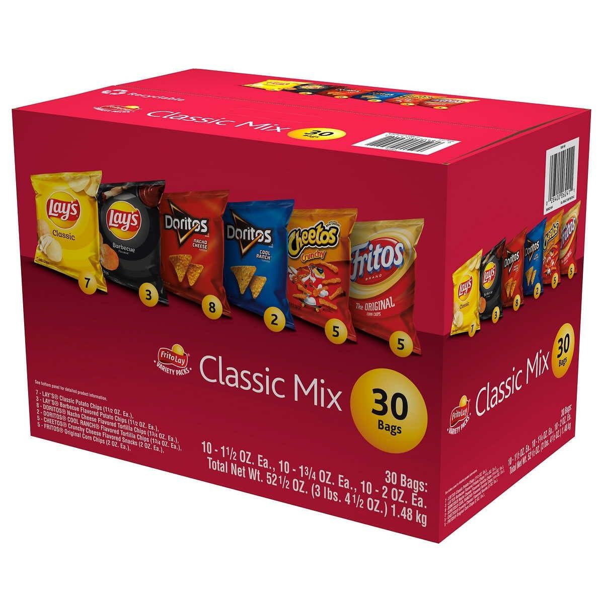 Frito Lay Frito Lay Classic Mix, Variety Pack, 30 Count