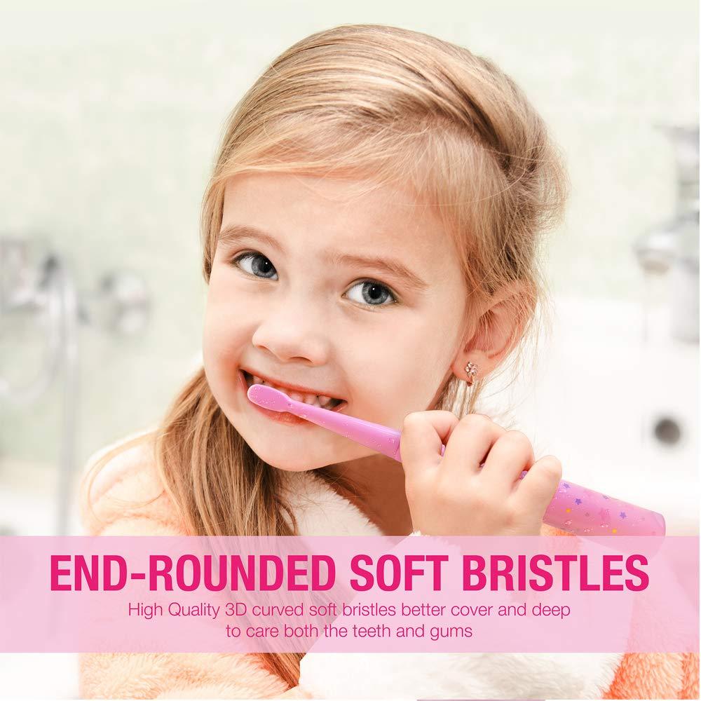 Vekkia Vekkia Kids Electric Toothbrush Replacement Heads - 7X More Plaque Removal, End-Rounded 3D Curved Soft Bristles, Comfortable & Efficient Clean Teeth, Perfect for Kid Small Mouth, Pink (4 Pack)