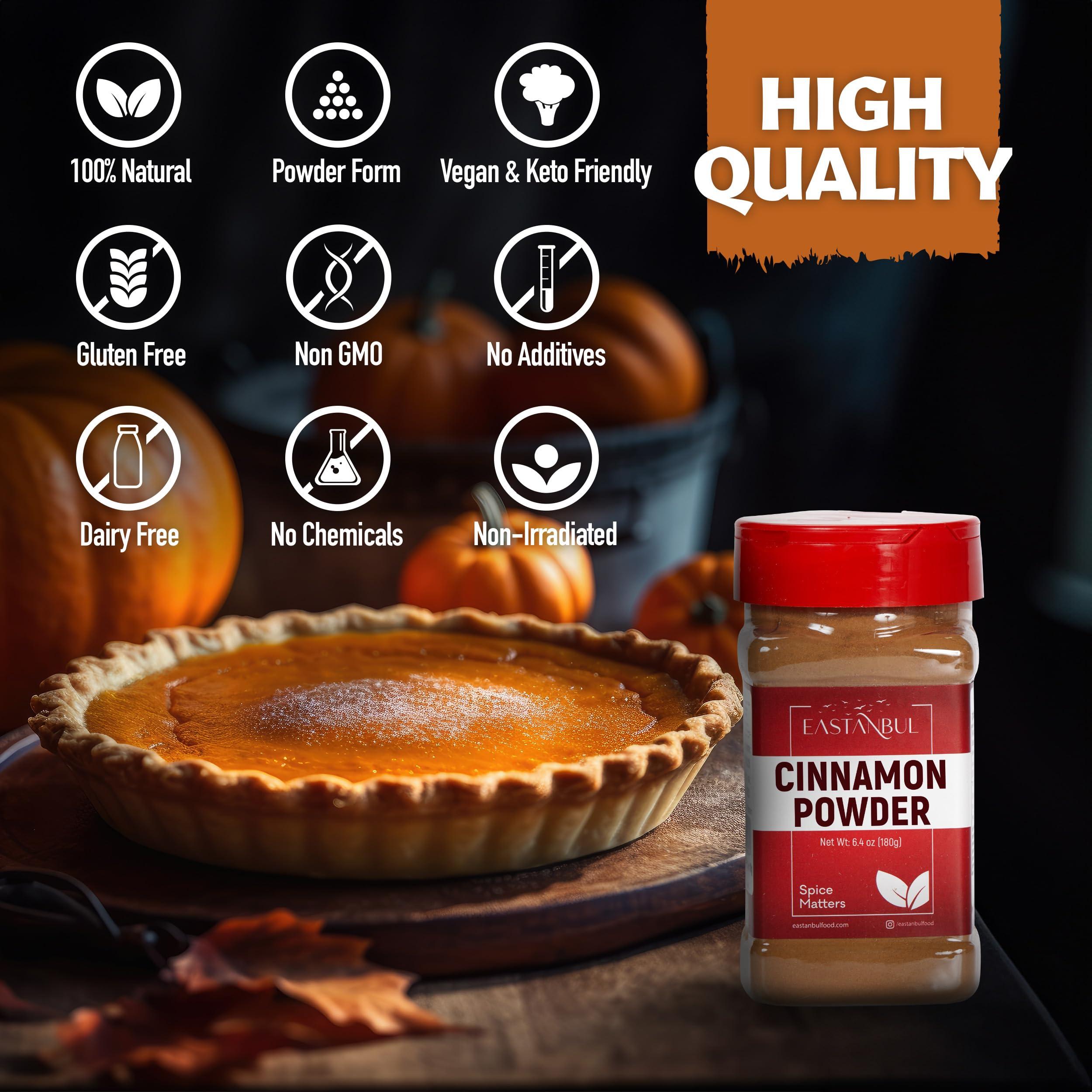 Eastanbul Eastanbul Cinnamon Powder, 6.4oz, Ground Cinnamon Powder AKA Canela en Polvo, Vietnamese - Saigon Spice, Cinamon, Perfect for Coffee, Rolls & All Culinary Applications, Natural, Vegan, Non-GMO