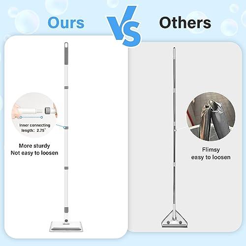 DELUX Baseboard Cleaner Tool with Handle, Baseboard Cleaner with Extendable Long Handle, 4 Reusable Cleaning Pads Wall Cleaner for Baseboards Cleaning, Ceiling, Wall, Floor, Shower Bathroom Kitchen