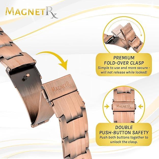 MagnetRX MagnetRX 3X Strength Copper Bracelet 99.9% Pure Copper Bracelets for Men with Magnets Premium Fold-Over Clasp and Adjustable Bracelet Length with Included Sizing Tool (Legacy)