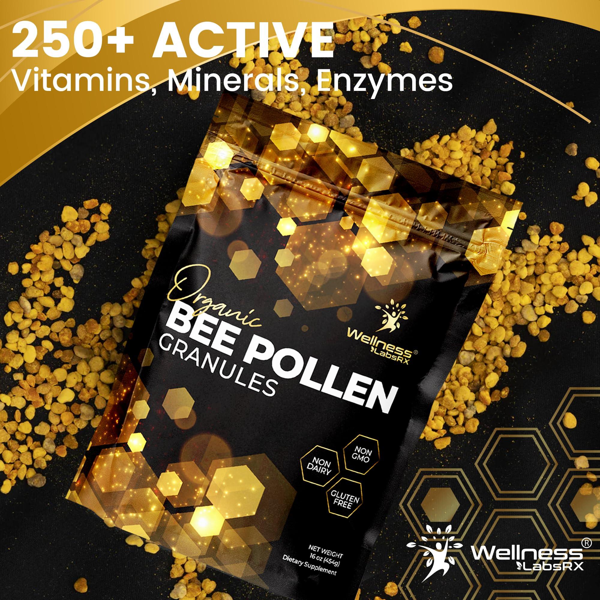 WELLNESS LABSRX Bee Pollen Granules Organic, 1 Lbs. - Bee Pollen for Women, Keto-Friendly Super Food Supplement Packed with Proteins, Vitamins & Minerals - Immune Support, Energy Boost, and Digestive Wellness