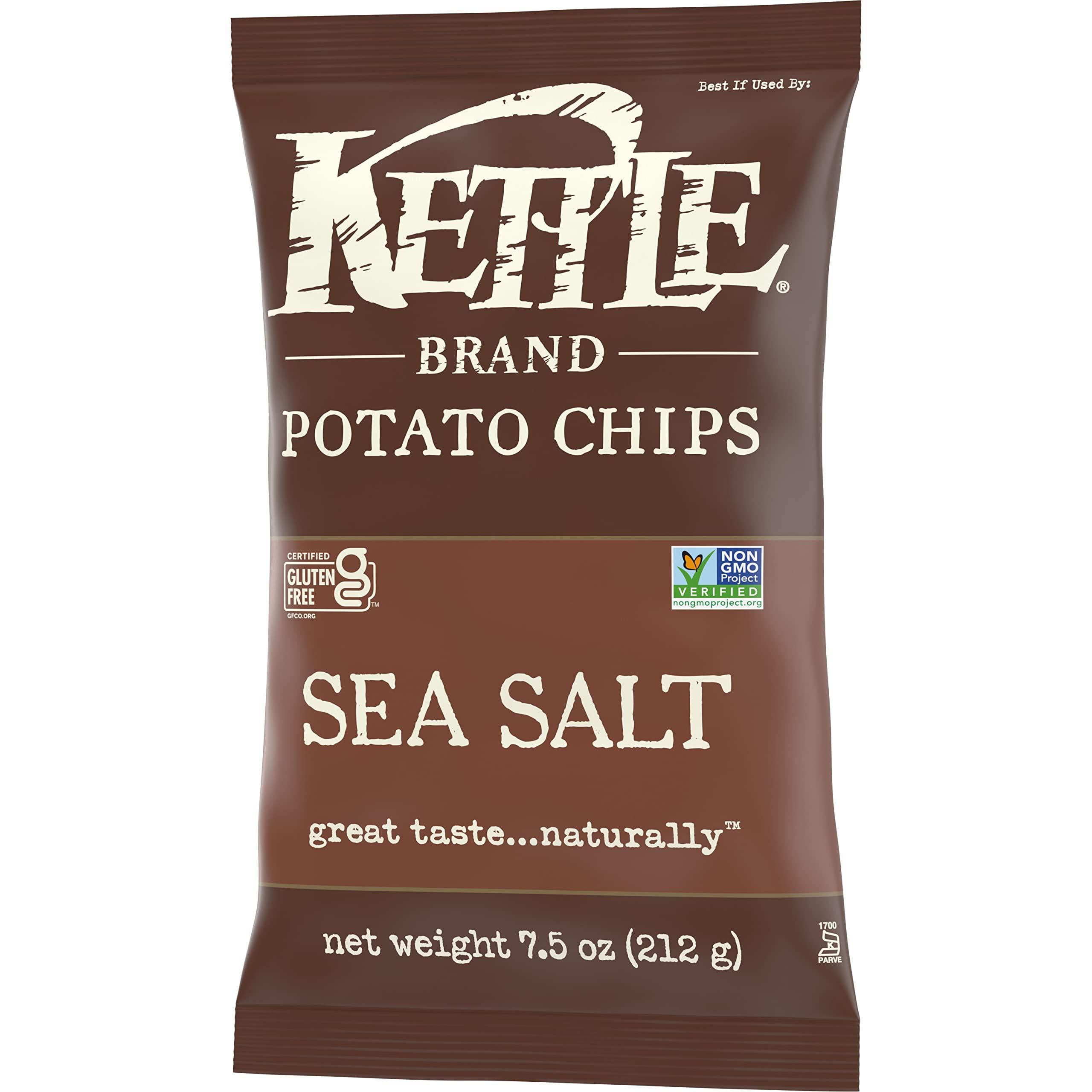 Kettle Brand Kettle Brand Sea Salt Kettle Potato Chips, Gluten-Free, Non-GMO, 7.5 oz Bag (Pack of 12)