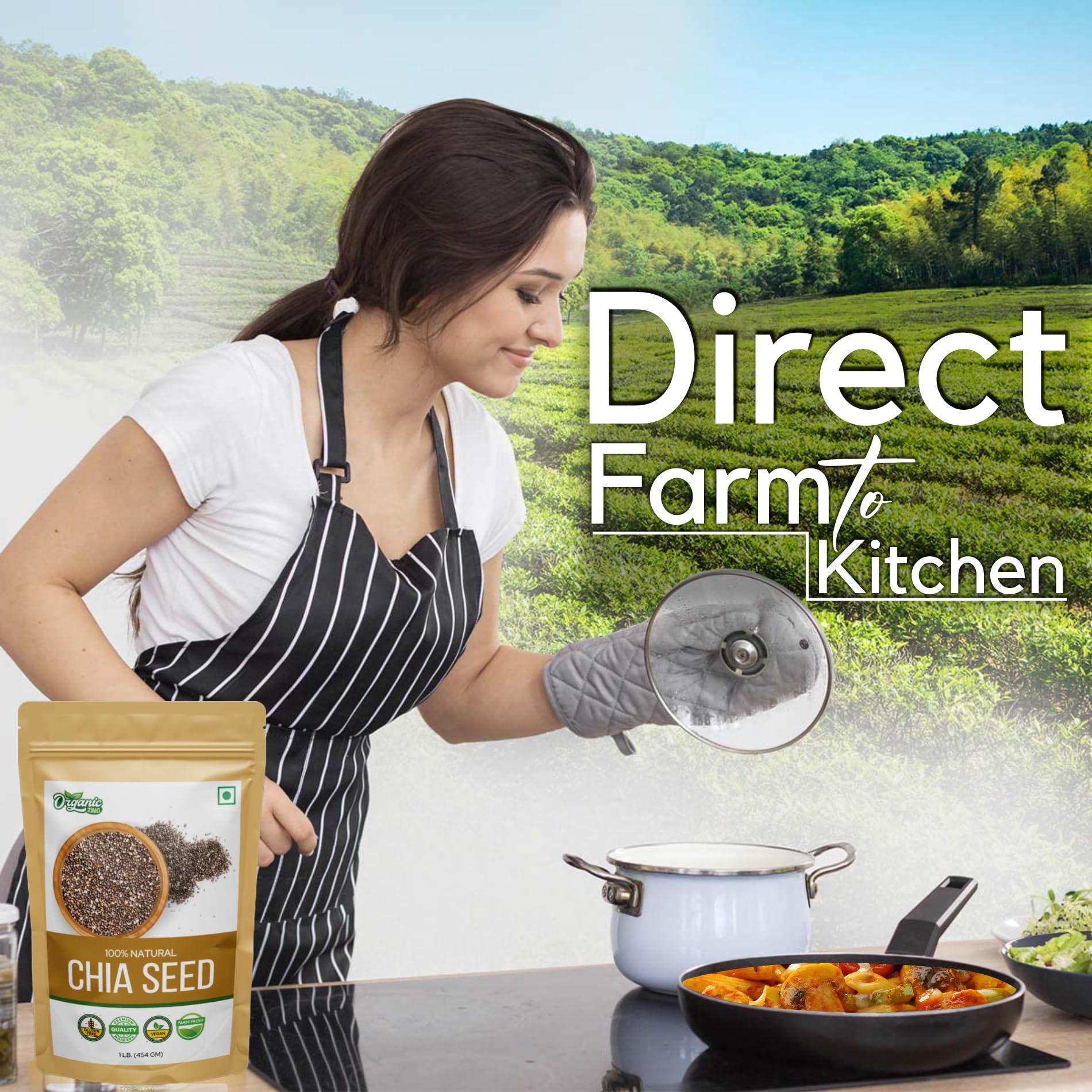 ORGANIC ZING ORGANIC ZING Organic Chia Seeds - Plant-Based Omegas 3 and Protein, Perfect for Smoothies, Salads and Chia Puddings (454 Gram) Pack of 1