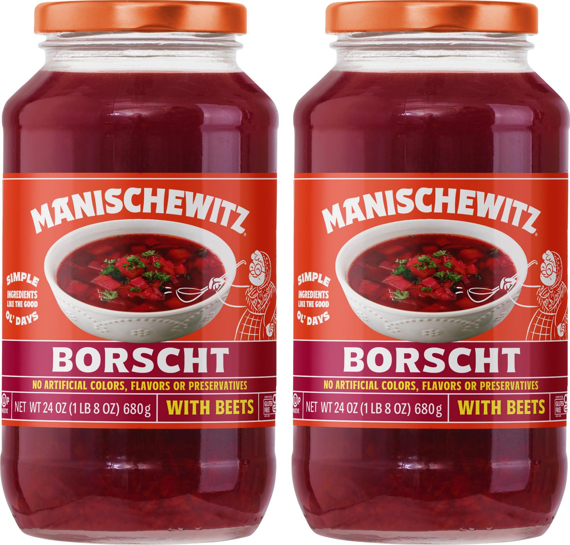 Manischewitz Manischewitz Borscht with Beets 24 Oz (Pack of 2) Tasty & Refreshing, Kosher for Passover