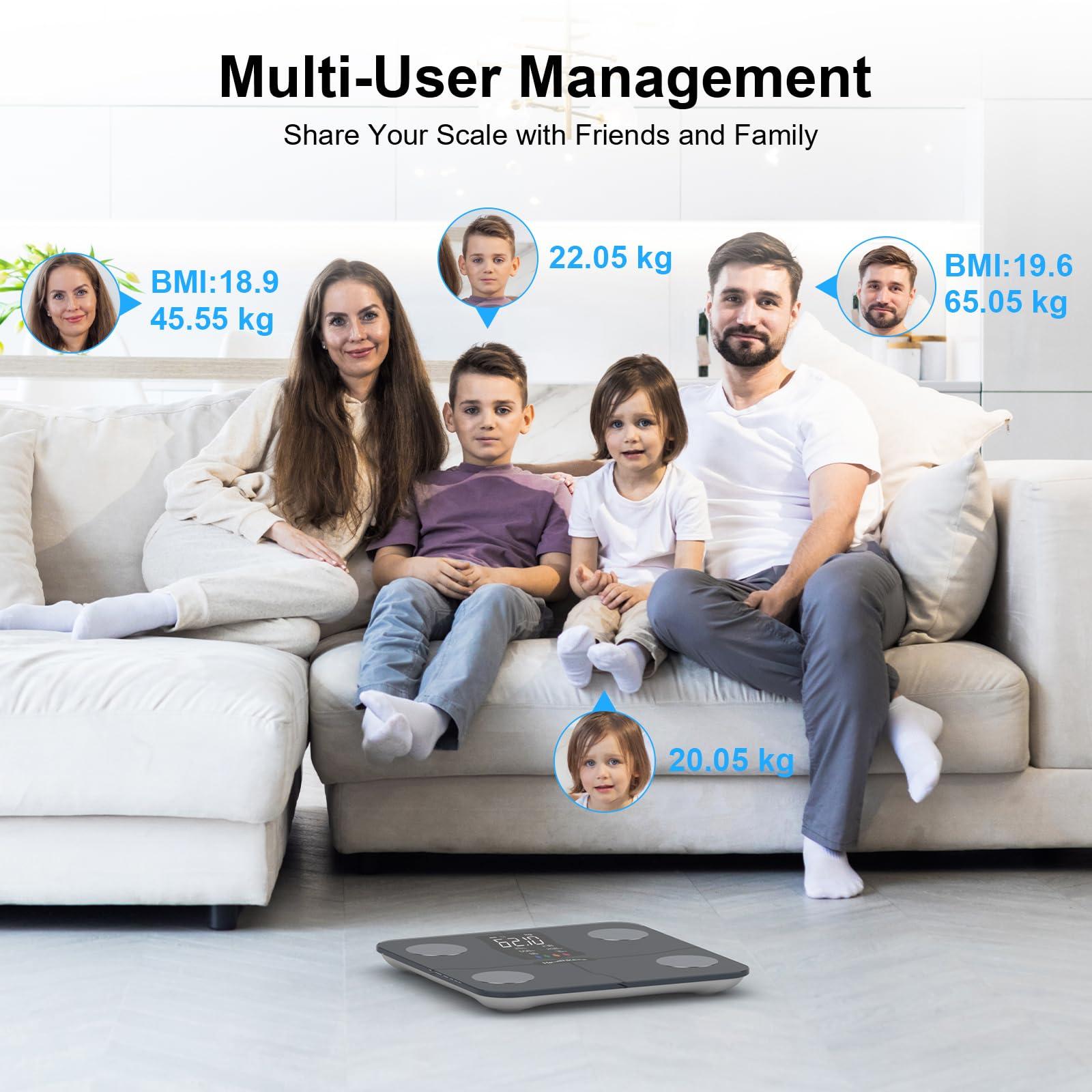 Healthkeep Digital Smart Body Weight Scale - Large Display Bathroom Fat Loss Scales High Accurate 15 Health Indicators Analyzer Fit Weighing Scale for BMI Heart Rate Home Gym Workout